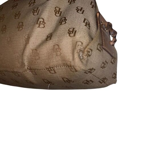 Dooney & Bourke Signature East/West Shoulder Bag in Brown Canvas w Leather Trim - Picture 12 of 12